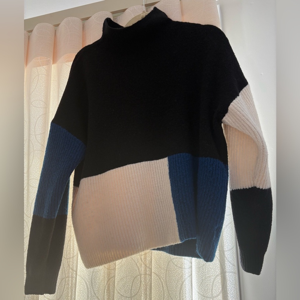 Cato Black, White, and Blue Colorblock Turtleneck Sweater